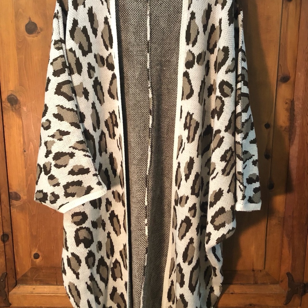 Leopard Print Open Front Sweater